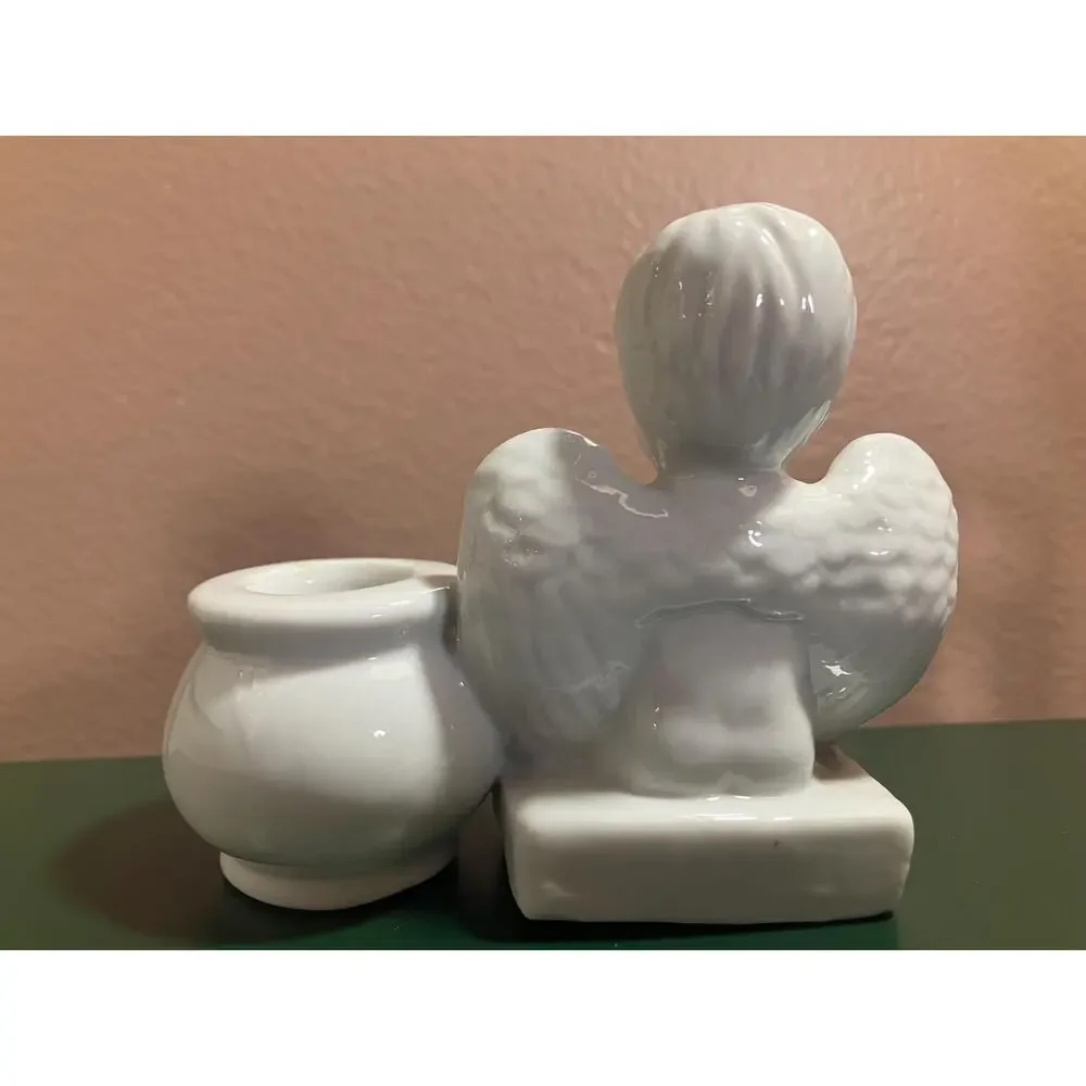 White Ceramic Cherub Angel Planter Vase | Cottagecore Romantic Decor